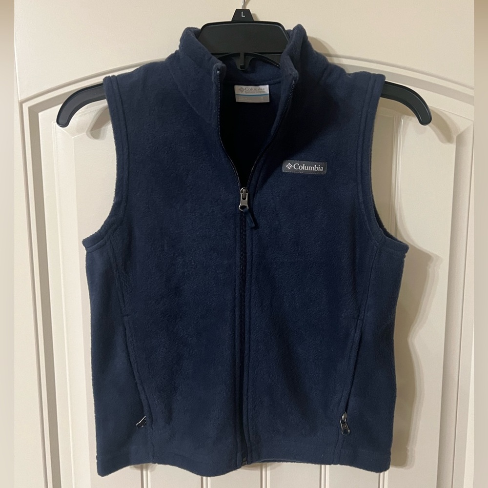 Boys Columbia navy blue fleece vest